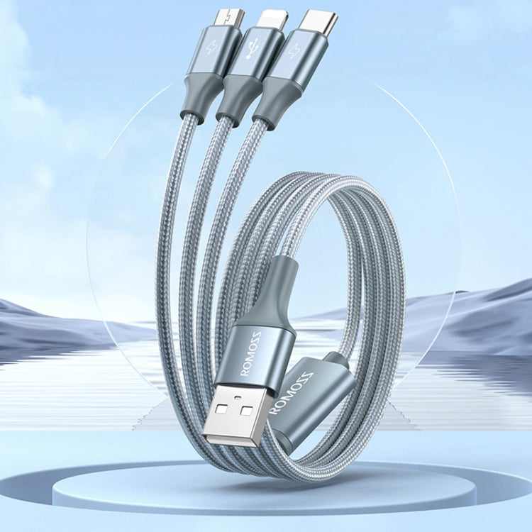 ROMOSS CB25 3 in 1 3,5A 8 Pin + Micro USB + Typ C/USB-C Kabel, 1m, 1,5m
