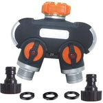 Garden Irrigation And Watering One Pass Two Faucet Water Divider, With Plastic Adapter, With Copper Adapter, With Thread European Connector, With Thread European Connector+Plastic Nipple Connector