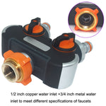 Garden Irrigation And Watering One Pass Two Faucet Water Divider, With Plastic Adapter, With Copper Adapter, With Thread European Connector, With Thread European Connector+Plastic Nipple Connector