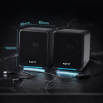Havit A20 Plus Bunter Umgebungslicht-Kabelcomputer-Audio-Stereo-Surround-Sound-Lautsprecher, Schwarz, Bluetooth-Version