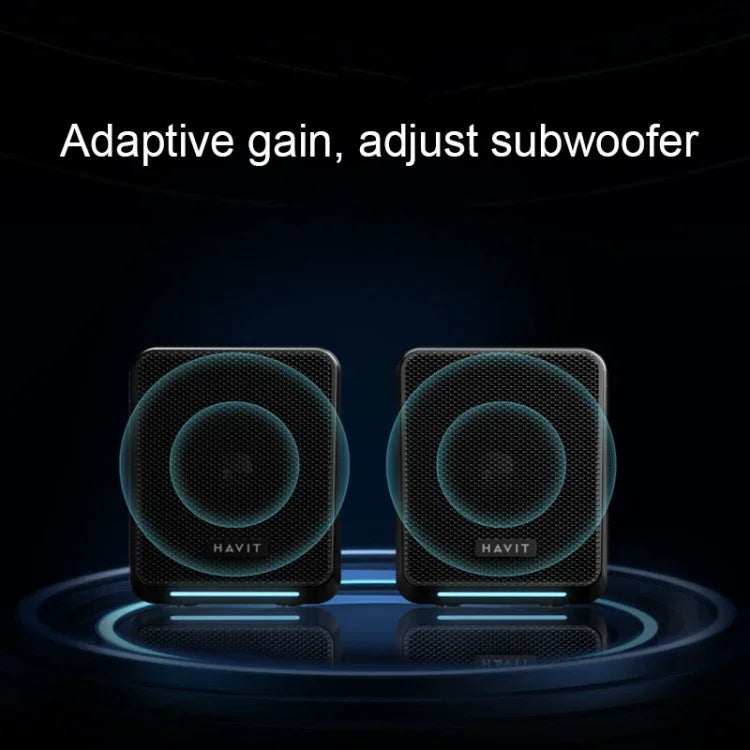 Havit A20 Plus Bunter Umgebungslicht-Kabelcomputer-Audio-Stereo-Surround-Sound-Lautsprecher, Schwarz, Bluetooth-Version