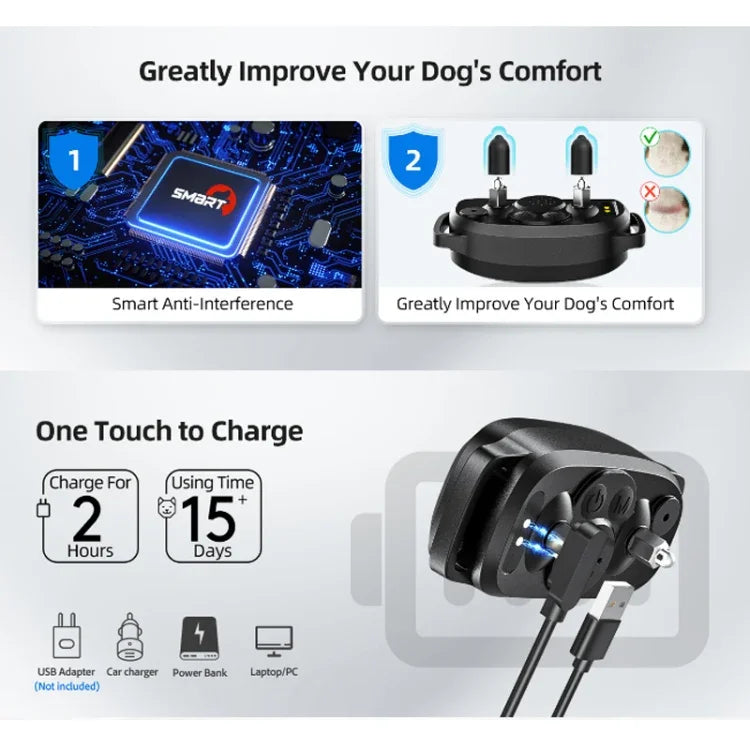 Wiederaufladbarer, wasserdichter Smart-Hundetrainer mit Farbbildschirm und Bellstopper