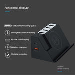 PD 20W + QC 3.0 kabelloses Laden + 6-Port Multifunktionsladegerät, Schwarz