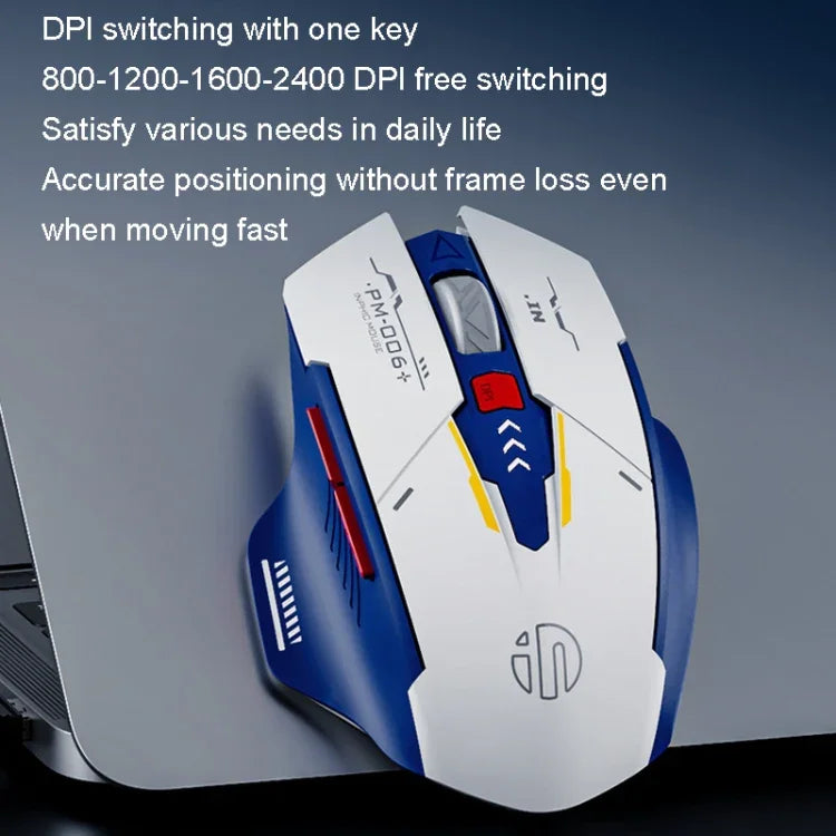Inphic F9 Mecha Kabellose Maus, Ladefähige Büro-Gaming-Maus, F9 Mecha