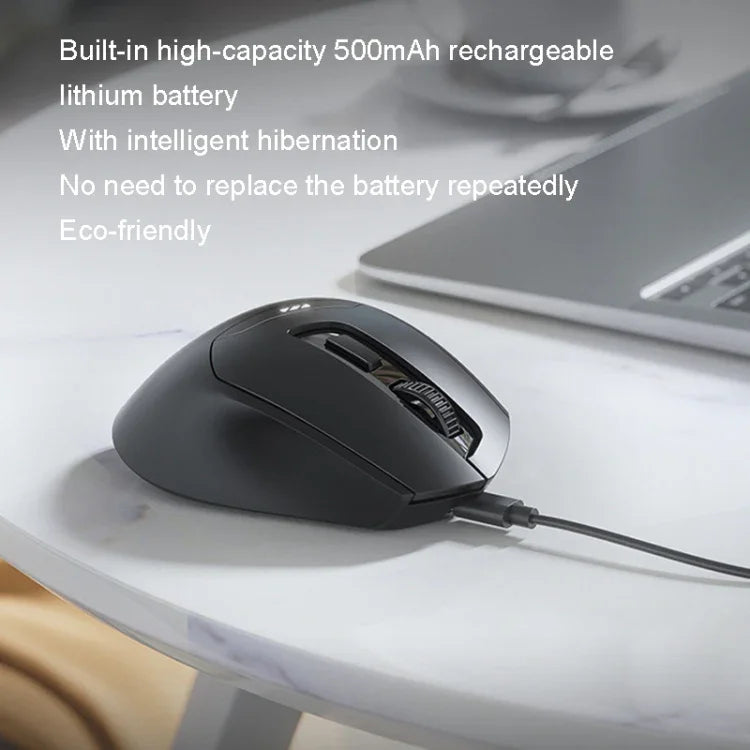 Inphic DR01 Bluetooth 3 Modi kabellose Maus Aufladbar Leise Büro Spiel Laptop Computer Heimgebrauch, DR01 (Schwarz)