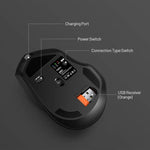 Inphic DR01 Bluetooth 3 Modi kabellose Maus Aufladbar Leise Büro Spiel Laptop Computer Heimgebrauch, DR01 (Schwarz)