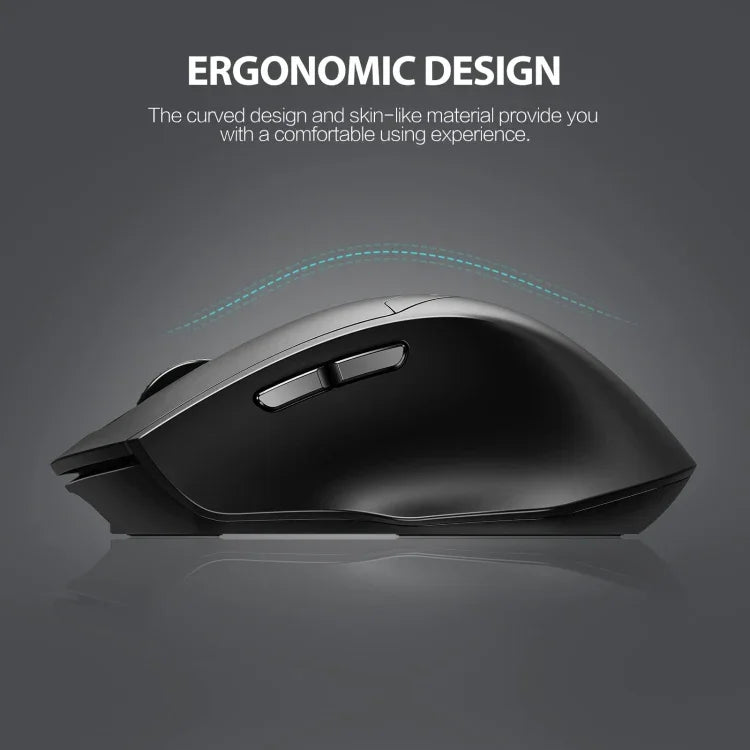 Inphic DR01 Bluetooth 3 Modi kabellose Maus Aufladbar Leise Büro Spiel Laptop Computer Heimgebrauch, DR01 (Schwarz)