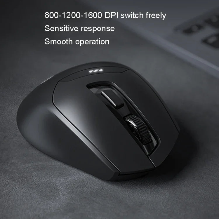 Inphic DR01 Bluetooth 3 Modi kabellose Maus Aufladbar Leise Büro Spiel Laptop Computer Heimgebrauch, DR01 (Schwarz)