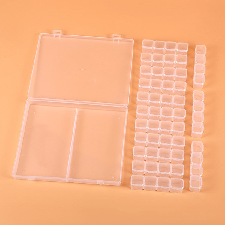 56 Fächer Transparenter Kunststoff-Organizer Schmuck Nail Art Strass Perlen Aufbewahrungsbox, Transparent, Farbig