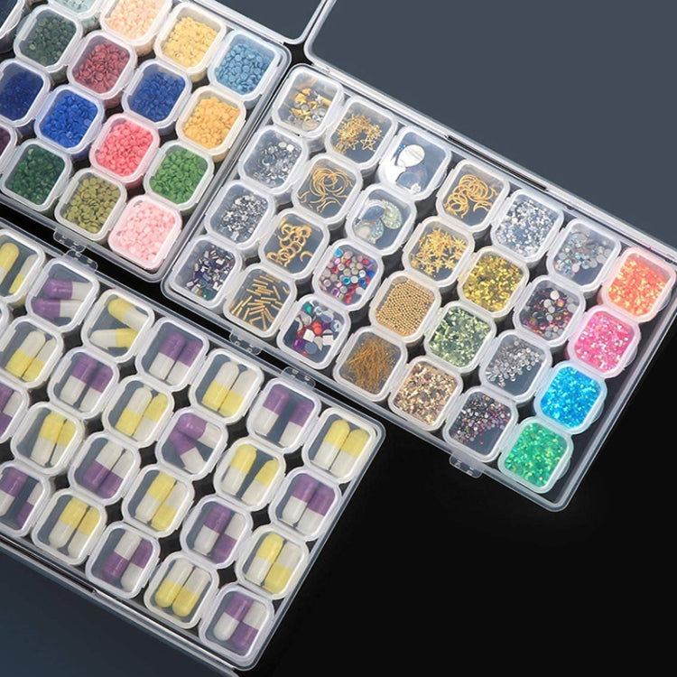 56 Fächer Transparenter Kunststoff-Organizer Schmuck Nail Art Strass Perlen Aufbewahrungsbox, Transparent, Farbig