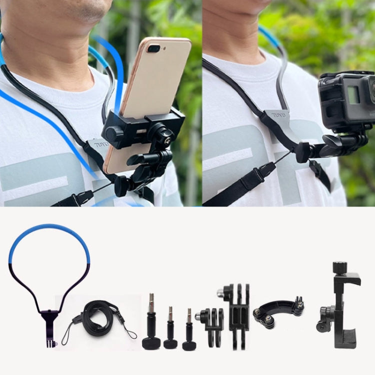 TUYU Kamera Nackenhalter Handy Brustgurt Halterung Für Videoaufnahmen//POV, Standard (Schwarz), Standard (Blau), Mit Handyclip (Schwarz), Mit Handyclip (Blau), Vertikale Aufnahme (Schwarz), Vertikale Aufnahme (Blau), Vertikal + Handyclip (Schwarz)