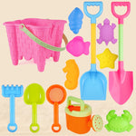13 Stück/Set Kinder Strandspielzeug Set Große Sandschaufel Eimer Sandgrabwerkzeuge Sanduhr, Blauer Rundturm, Rosa Rundturm, Grüner Rundturm, Blauer Spitzen Eimer, Rosa Spitzen Eimer, Lila Spitzen Eimer, Blauer Quadratischer Turm, Rosa Quadratischer Turm