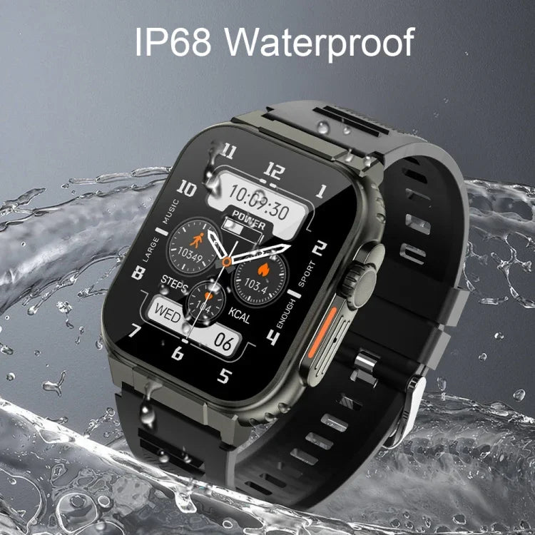 A70 1,96 Zoll Gesundheitsüberwachung Multifunktionale IP68 Wasserdicht Bluetooth-Smartwatch, Schwarz, Orange