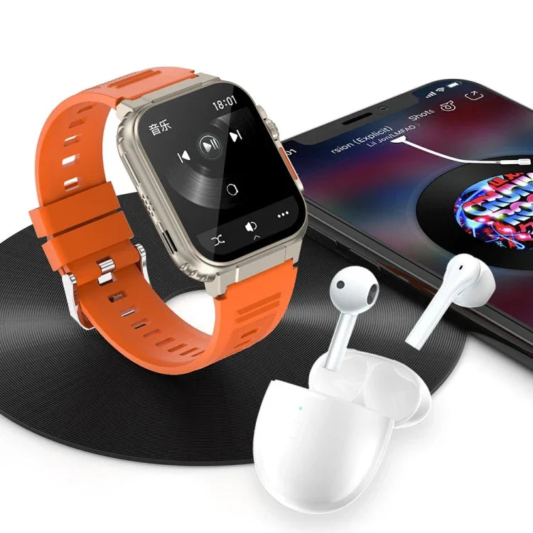 A70 1,96 Zoll Gesundheitsüberwachung Multifunktionale IP68 Wasserdicht Bluetooth-Smartwatch, Schwarz, Orange