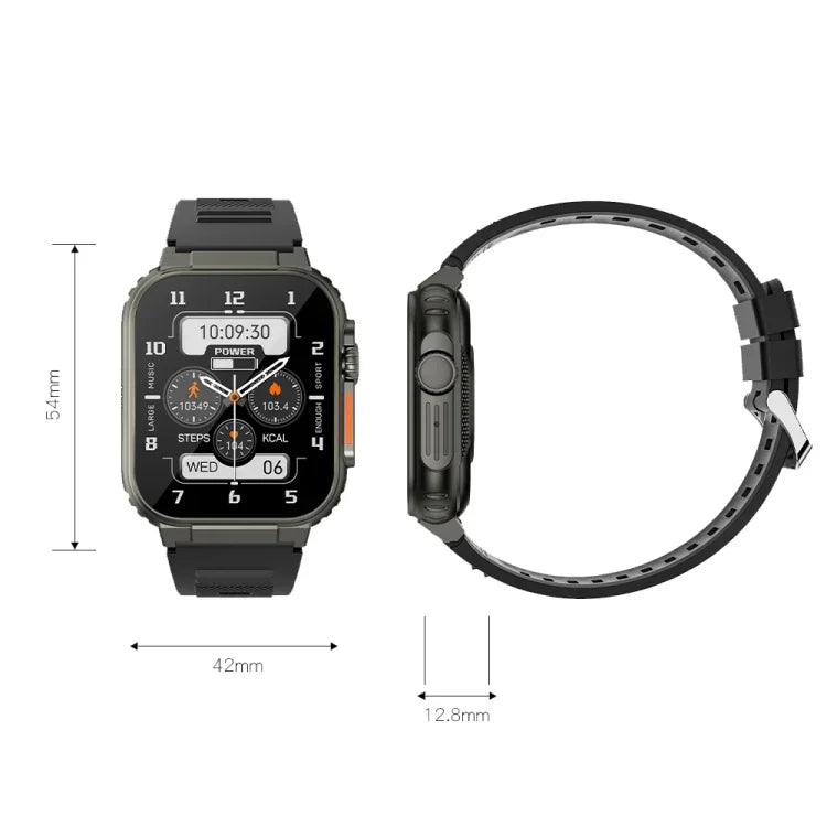 A70 1,96 Zoll Gesundheitsüberwachung Multifunktionale IP68 Wasserdicht Bluetooth-Smartwatch, Schwarz, Orange