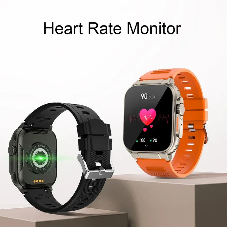 A70 1,96 Zoll Gesundheitsüberwachung Multifunktionale IP68 Wasserdicht Bluetooth-Smartwatch, Schwarz, Orange
