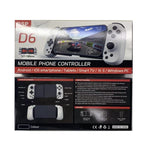 D6 Bluetooth-Gamepad mit Einziehmechanismus, Dual-Hall-Sensor (6-Achsen) für Android/iPhone/Switch, erhältlich in Schwarz, Weiß und Rot.