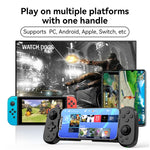 D6 Bluetooth-Gamepad mit Einziehmechanismus, Dual-Hall-Sensor (6-Achsen) für Android/iPhone/Switch, erhältlich in Schwarz, Weiß und Rot.
