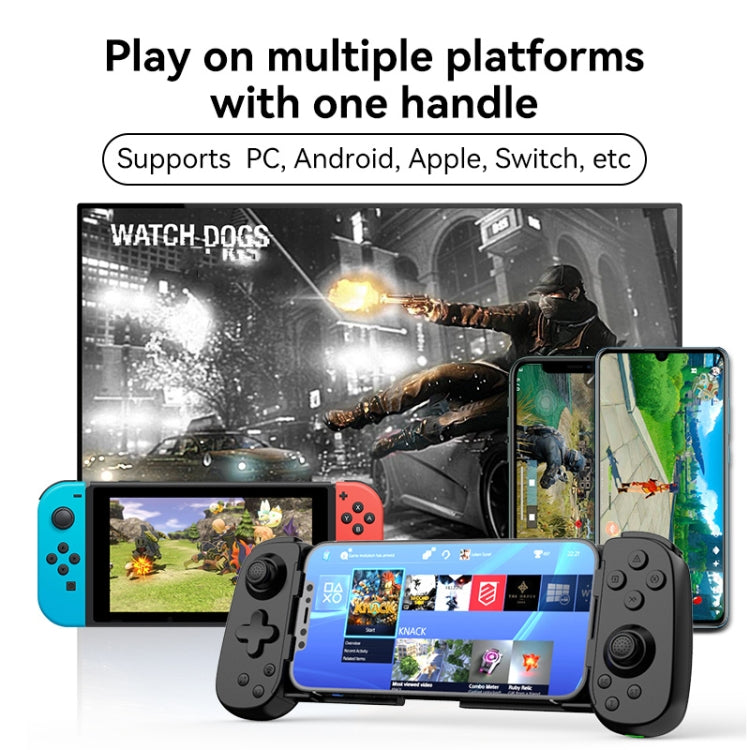 D6 Bluetooth-Gamepad mit Einziehmechanismus, Dual-Hall-Sensor (6-Achsen) für Android/iPhone/Switch, erhältlich in Schwarz, Weiß und Rot.