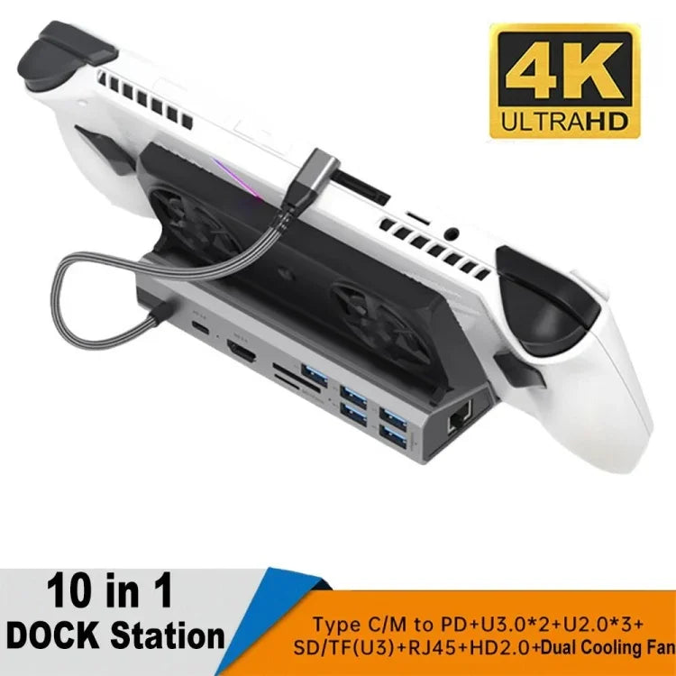 Für ASUS ROG Ally 100W PD Lade-Spielkonsolenständer Multifunktionale USB 3.0 Dockingstation, 5-in-1, 6-in-1, 9-in-1, 10-in-1