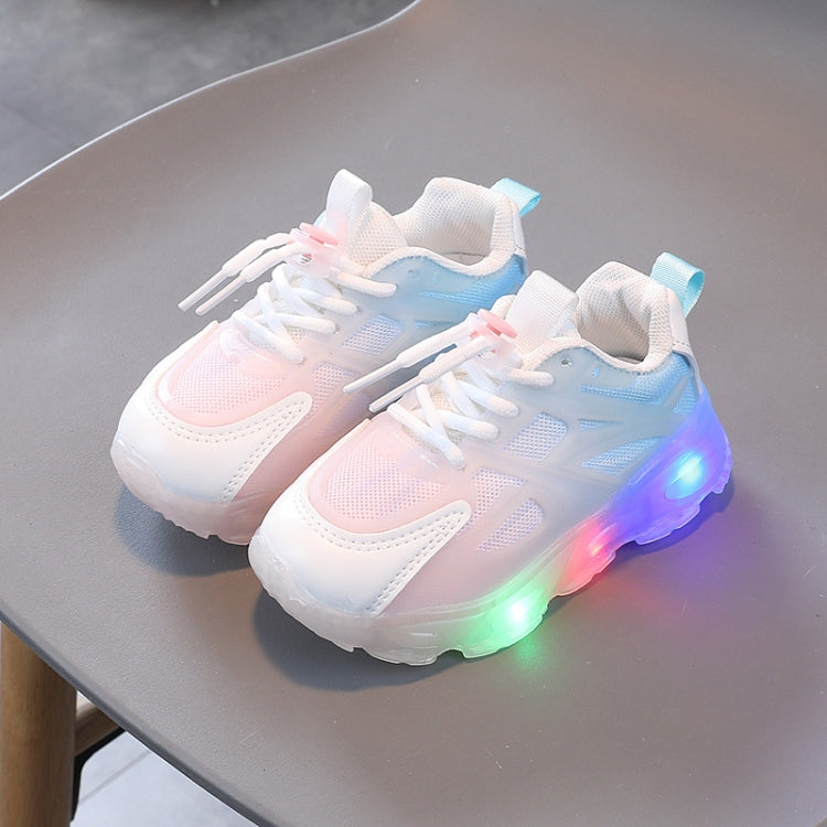 WISDOMFROG Mädchen Sneakers mit LED-Licht, Jungen Farbverlauf Mesh Schuhe, Kinderschuhe, 21, 22, 23, 24, 25, 26, 27, 28, 29, 30