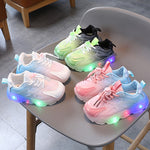 WISDOMFROG Mädchen Sneakers mit LED-Licht, Jungen Farbverlauf Mesh Schuhe, Kinderschuhe, 21, 22, 23, 24, 25, 26, 27, 28, 29, 30