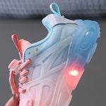 WISDOMFROG Mädchen Sneakers mit LED-Licht, Jungen Farbverlauf Mesh Schuhe, Kinderschuhe, 21, 22, 23, 24, 25, 26, 27, 28, 29, 30