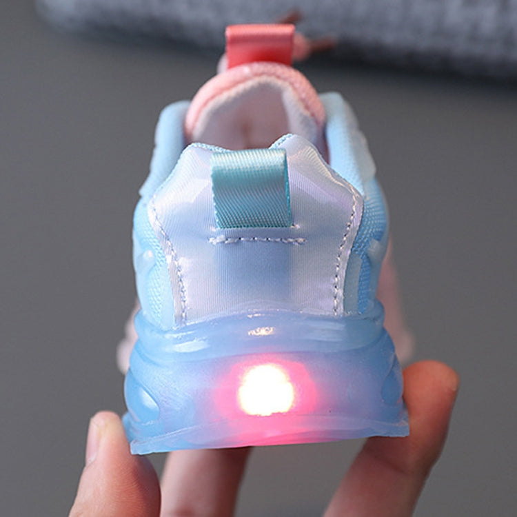 WISDOMFROG Mädchen Sneakers mit LED-Licht, Jungen Farbverlauf Mesh Schuhe, Kinderschuhe, 21, 22, 23, 24, 25, 26, 27, 28, 29, 30