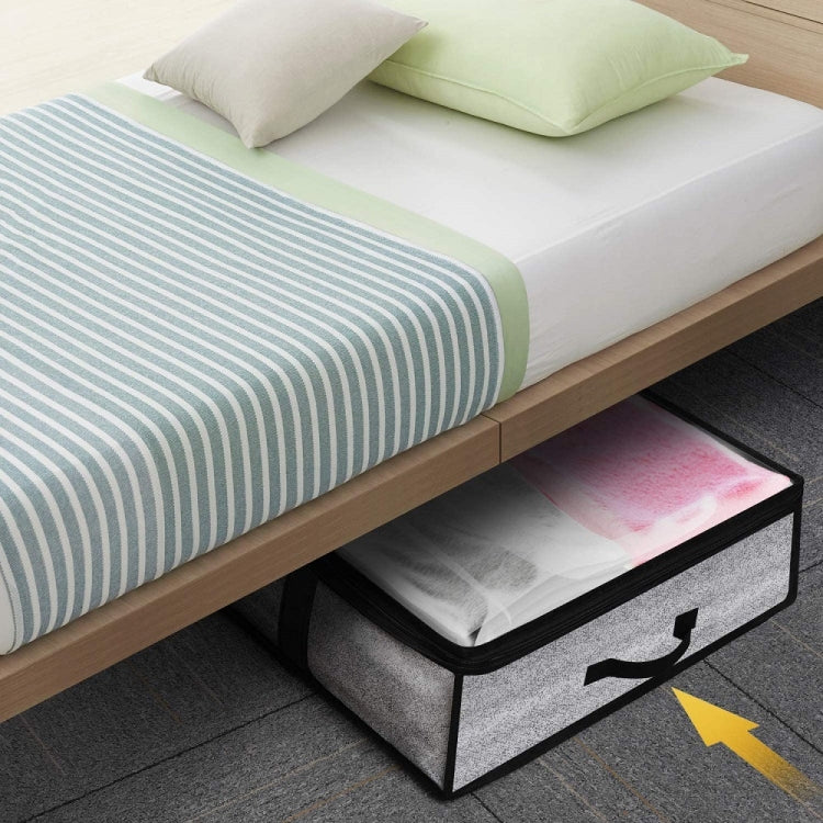 Vliesstoff Faltbare Unterbett-Aufbewahrungstasche für Kleidung Decken 100x50x18cm, 100x50x18cm (Druck Grau)