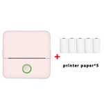 X6 200DPI Schüler Hausaufgaben Drucker Bluetooth tintenloser Taschen-Drucker, rosa Druckerpapier x1, weißes Druckerpapier x1, rosa Druckerpapier x5, weißes Druckerpapier x5, rosa Aufkleber x5, weiße Aufkleber x5, rosa 5 Druckerpapier+5 Aufkleber