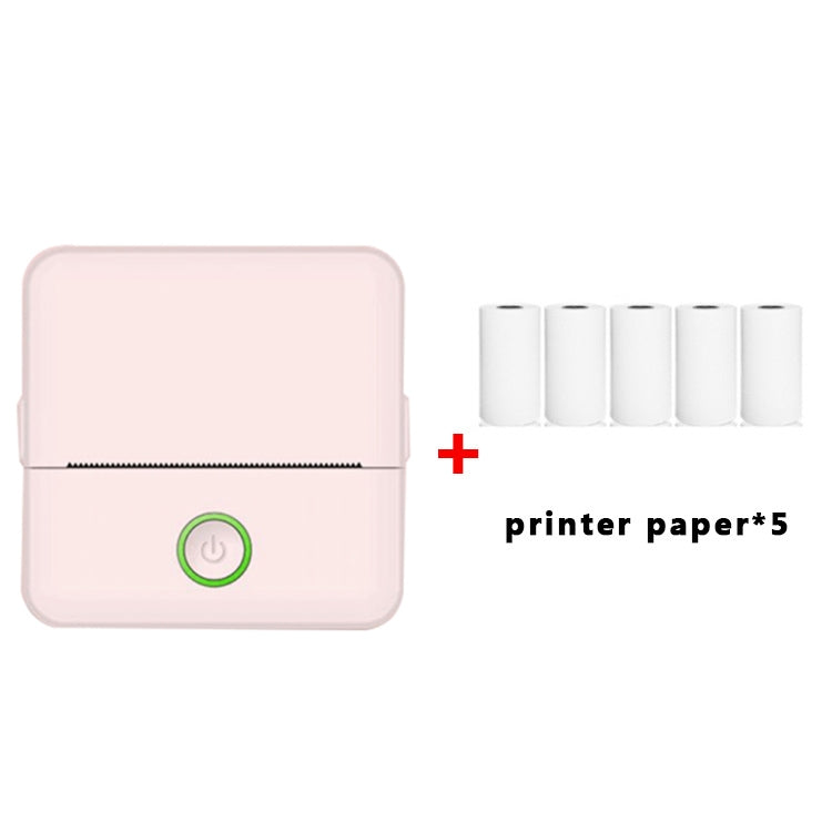 X6 200DPI Schüler Hausaufgaben Drucker Bluetooth tintenloser Taschen-Drucker, rosa Druckerpapier x1, weißes Druckerpapier x1, rosa Druckerpapier x5, weißes Druckerpapier x5, rosa Aufkleber x5, weiße Aufkleber x5, rosa 5 Druckerpapier+5 Aufkleber