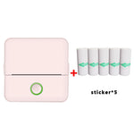 X6 200DPI Schüler Hausaufgaben Drucker Bluetooth tintenloser Taschen-Drucker, rosa Druckerpapier x1, weißes Druckerpapier x1, rosa Druckerpapier x5, weißes Druckerpapier x5, rosa Aufkleber x5, weiße Aufkleber x5, rosa 5 Druckerpapier+5 Aufkleber
