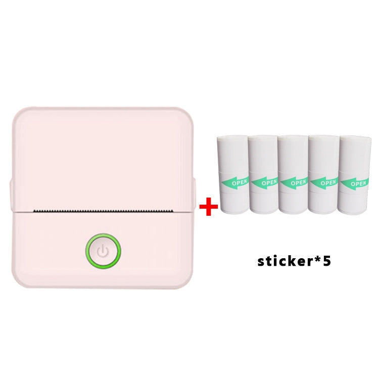 X6 200DPI Schüler Hausaufgaben Drucker Bluetooth tintenloser Taschen-Drucker, rosa Druckerpapier x1, weißes Druckerpapier x1, rosa Druckerpapier x5, weißes Druckerpapier x5, rosa Aufkleber x5, weiße Aufkleber x5, rosa 5 Druckerpapier+5 Aufkleber