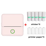X6 200DPI Schüler Hausaufgaben Drucker Bluetooth tintenloser Taschen-Drucker, rosa Druckerpapier x1, weißes Druckerpapier x1, rosa Druckerpapier x5, weißes Druckerpapier x5, rosa Aufkleber x5, weiße Aufkleber x5, rosa 5 Druckerpapier+5 Aufkleber