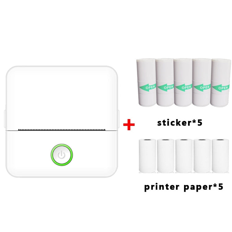 X6 200DPI Schüler Hausaufgaben Drucker Bluetooth tintenloser Taschen-Drucker, rosa Druckerpapier x1, weißes Druckerpapier x1, rosa Druckerpapier x5, weißes Druckerpapier x5, rosa Aufkleber x5, weiße Aufkleber x5, rosa 5 Druckerpapier+5 Aufkleber