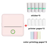 X6 200DPI Schüler Hausaufgaben Drucker Bluetooth tintenloser Taschen-Drucker, rosa Druckerpapier x1, weißes Druckerpapier x1, rosa Druckerpapier x5, weißes Druckerpapier x5, rosa Aufkleber x5, weiße Aufkleber x5, rosa 5 Druckerpapier+5 Aufkleber