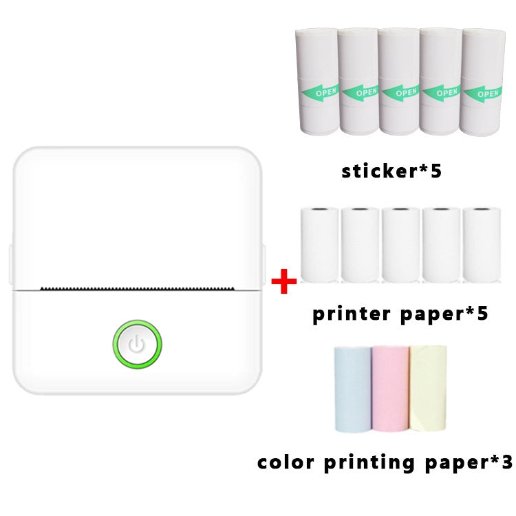 X6 200DPI Schüler Hausaufgaben Drucker Bluetooth tintenloser Taschen-Drucker, rosa Druckerpapier x1, weißes Druckerpapier x1, rosa Druckerpapier x5, weißes Druckerpapier x5, rosa Aufkleber x5, weiße Aufkleber x5, rosa 5 Druckerpapier+5 Aufkleber