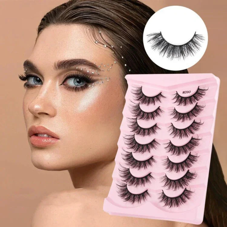 7 Paar/Box Künstliche Wimpern, natürlich voluminös, 3D-Nerz-Look, verlängern die Wimpern, M390