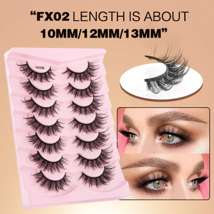7 Paar/Box Künstliche Wimpern, natürlich voluminös, 3D-Nerz-Look, verlängern die Wimpern, M390