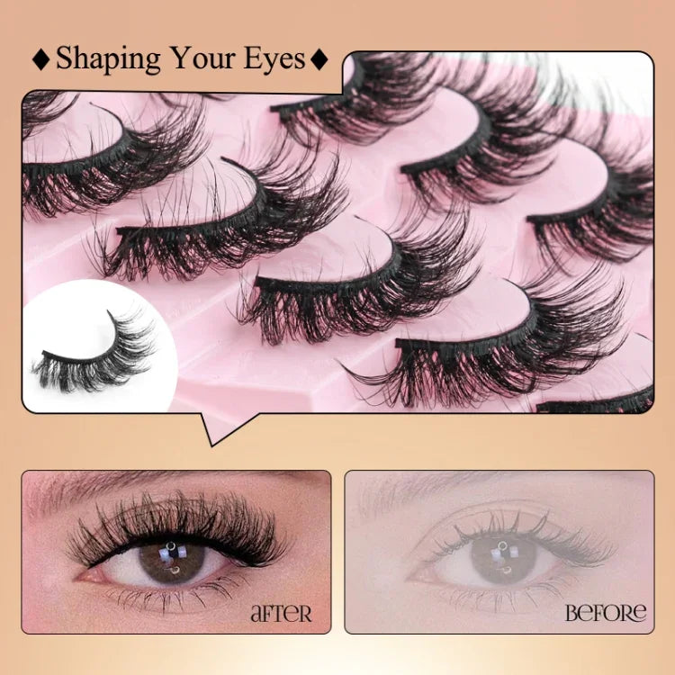 7 Paar/Box Künstliche Wimpern, natürlich voluminös, 3D-Nerz-Look, verlängern die Wimpern, M390
