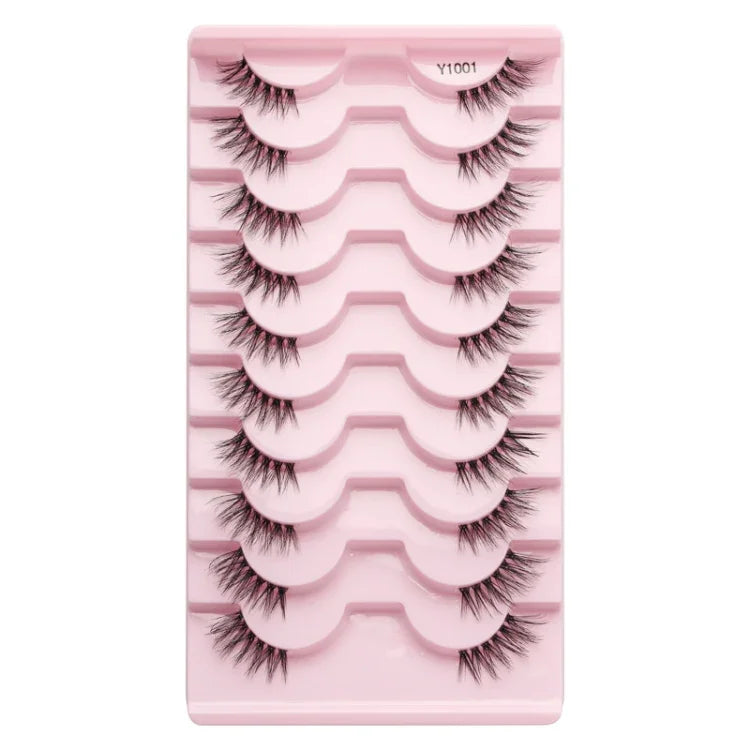 10 Paar/Box Halbwimpern mit transparenten Stielen, Natura Extension Lashes, Y1001, Y1002, Y1003, Y1004, Y1005, Y1006, Y1007, Y1008, Y1009, Y1011