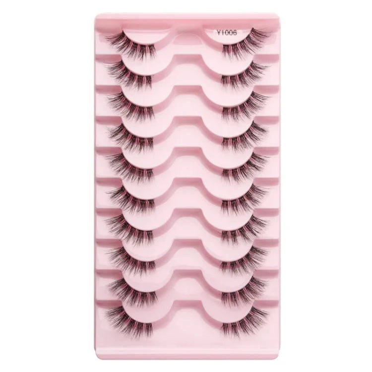 10 Paar/Box Halbwimpern mit transparenten Stielen, Natura Extension Lashes, Y1001, Y1002, Y1003, Y1004, Y1005, Y1006, Y1007, Y1008, Y1009, Y1011