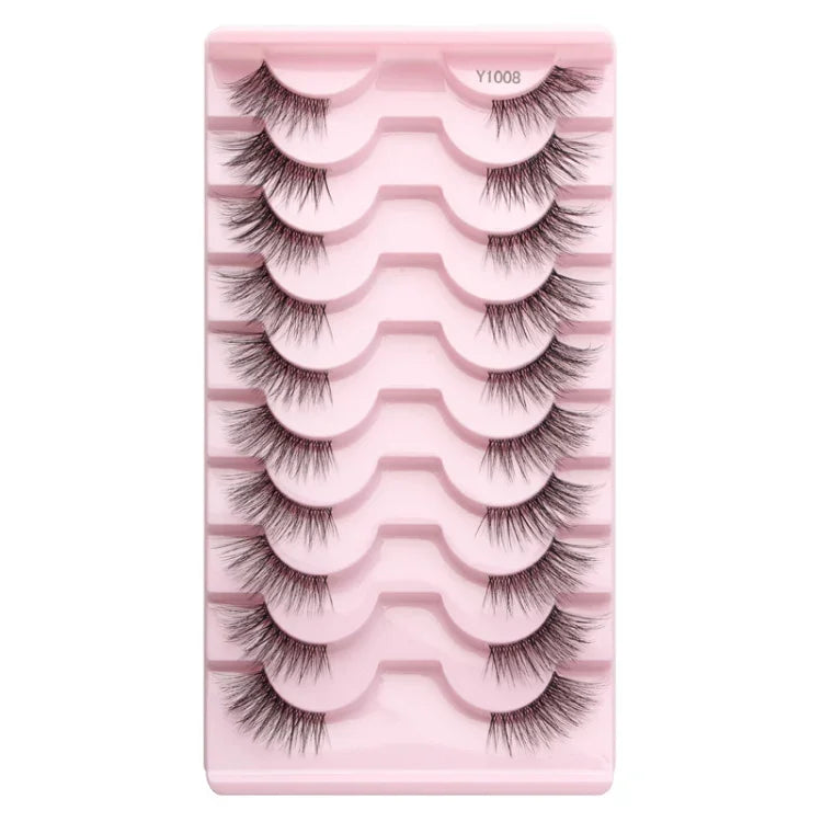 10 Paar/Box Halbwimpern mit transparenten Stielen, Natura Extension Lashes, Y1001, Y1002, Y1003, Y1004, Y1005, Y1006, Y1007, Y1008, Y1009, Y1011