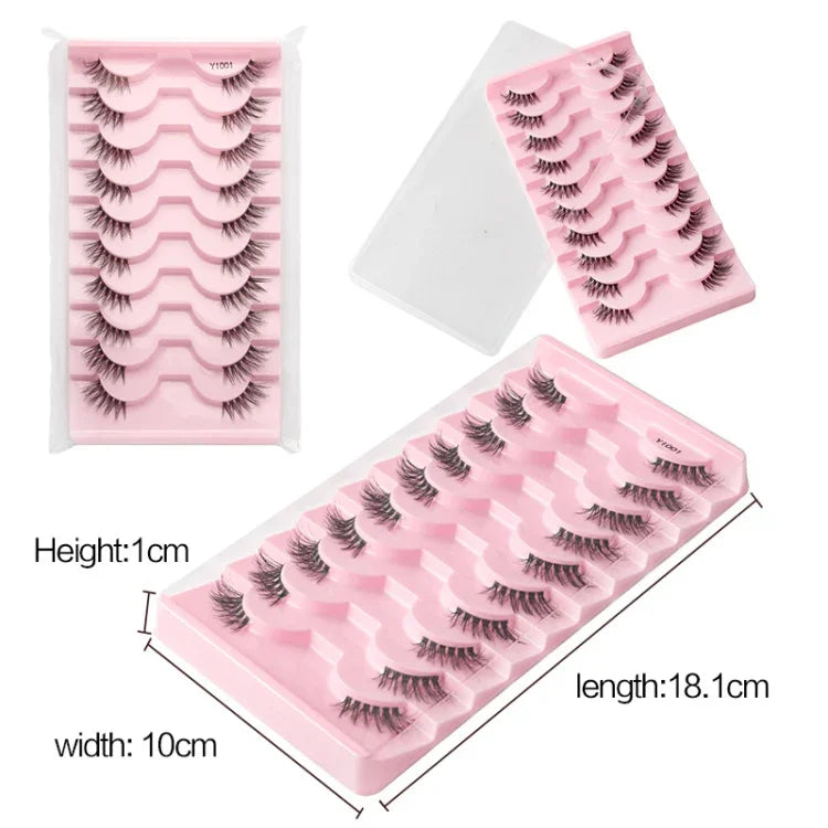 10 Paar/Box Halbwimpern mit transparenten Stielen, Natura Extension Lashes, Y1001, Y1002, Y1003, Y1004, Y1005, Y1006, Y1007, Y1008, Y1009, Y1011