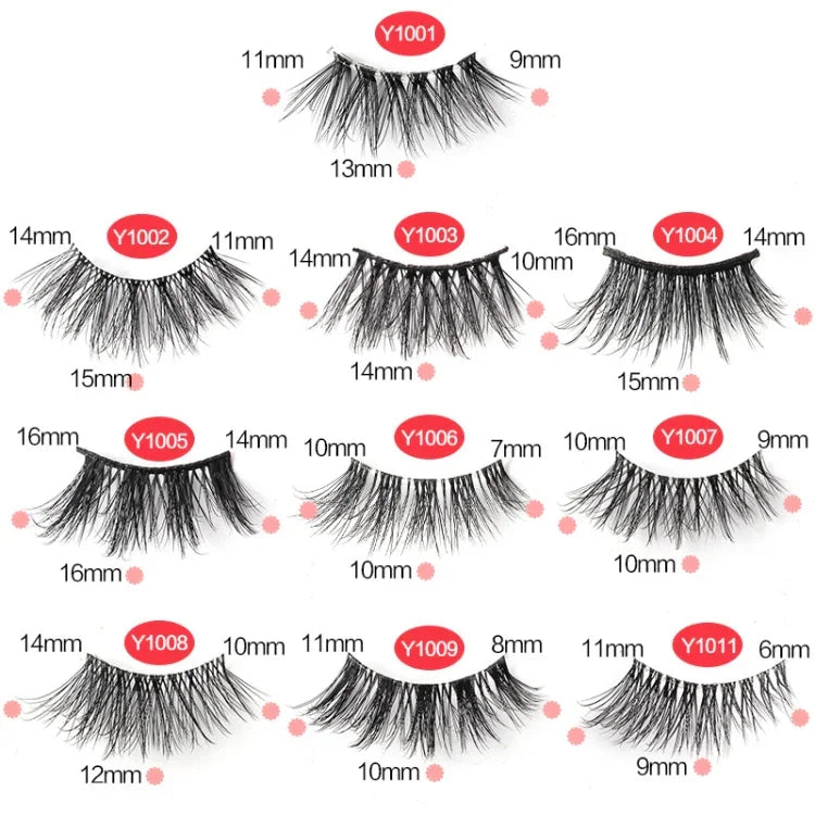 10 Paar/Box Halbwimpern mit transparenten Stielen, Natura Extension Lashes, Y1001, Y1002, Y1003, Y1004, Y1005, Y1006, Y1007, Y1008, Y1009, Y1011