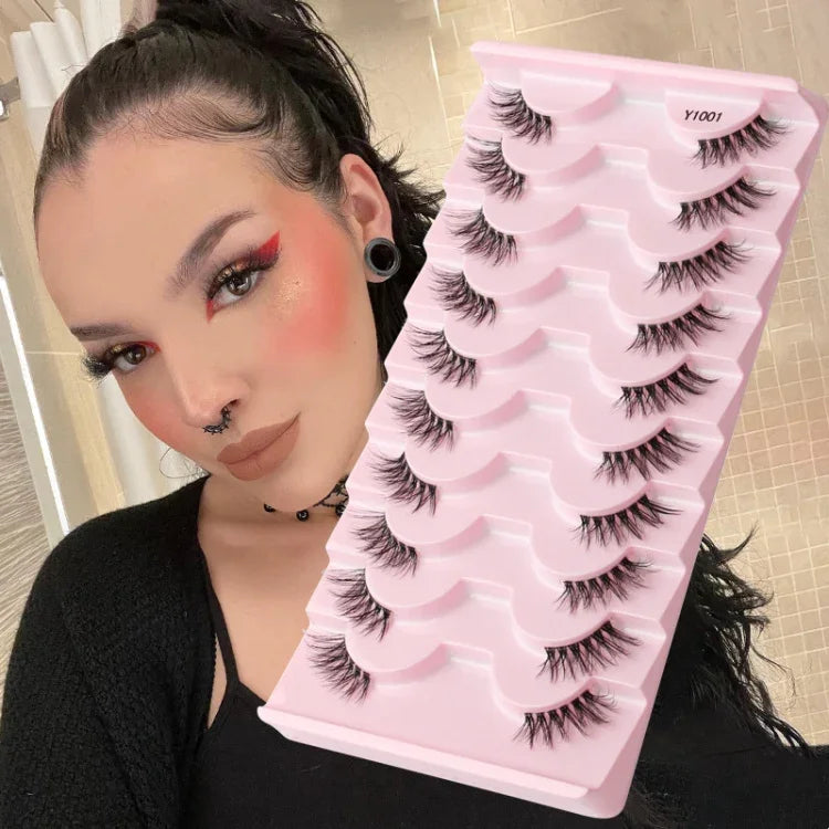 10 Paar/Box Halbwimpern mit transparenten Stielen, Natura Extension Lashes, Y1001, Y1002, Y1003, Y1004, Y1005, Y1006, Y1007, Y1008, Y1009, Y1011