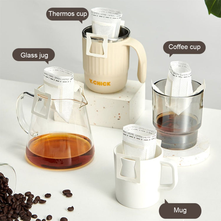 Ohrmontierter Kaffeefilter Tragbarer Tropfkaffeefilter Papier Kaffeepulverfilterbeutel, 50 Stk./Packung
