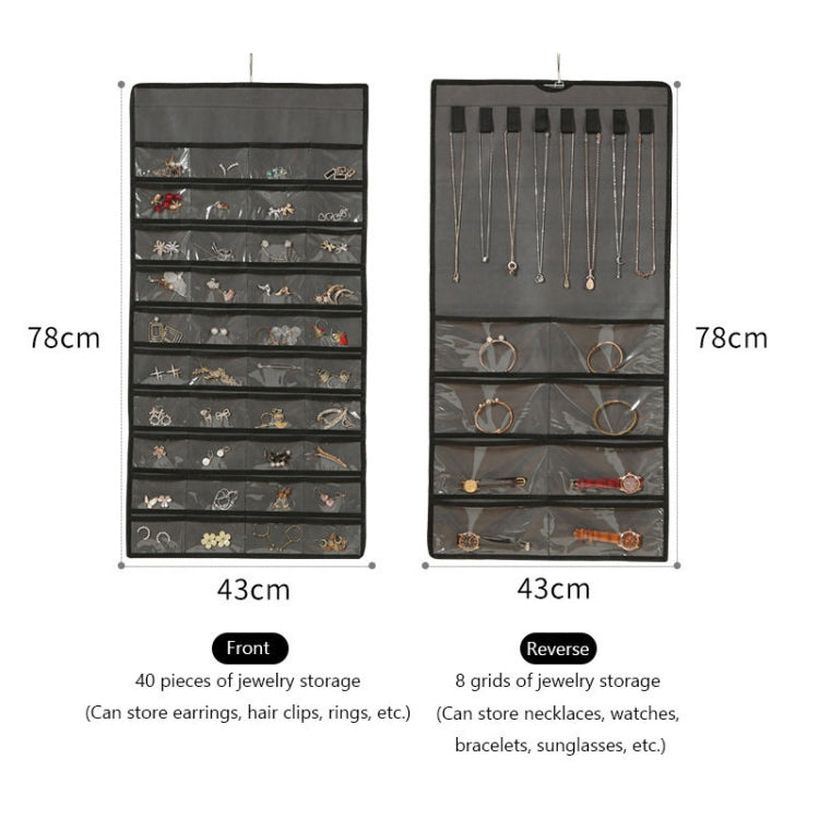 48-Fächer Schmuck Aufbewahrung Hängebeutel Mongewebt Doppelseitige Schmuck Organizer Tasche, 48-Fächer