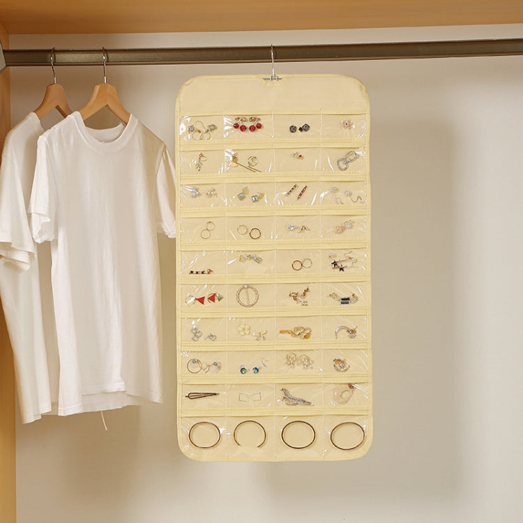 48-Fächer Schmuck Aufbewahrung Hängebeutel Mongewebt Doppelseitige Schmuck Organizer Tasche, 48-Fächer