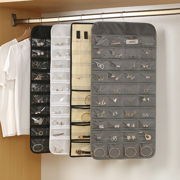 80-Fächer Schmuck Aufbewahrung Hängebeutel Mongewebt Doppelseitige Schmuck Organizer Tasche, 80-Fächer